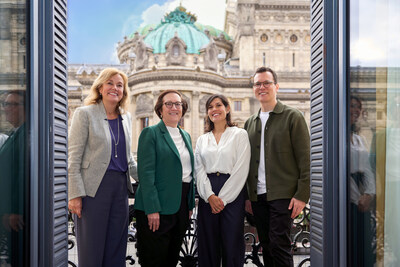 Otis and WeMaintain leadership teams. Pictured left to right is Nora LaFreniere, Executive Vice President & General Counsel, Otis Worldwide Corporation; Judy Marks, Chair, Chief Executive Officer and President, Otis Worldwide Corporation; Jade Francine, Chief Growth Officer, WeMaintain; Benoit Dupont, Chief Executive Officer, WeMaintain.