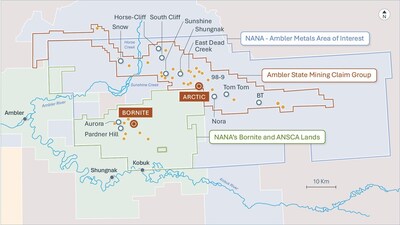 Figure 1: The Arctic and Bornite deposits within the Upper Kobuk Mineral Projects area that spans 190,929 hectares (471,796 acres). (CNW Group/Trilogy Metals Inc.)