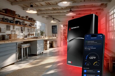 Trutankless® GEN3 Commercial 208V unit, a compact, wall-mounted system designed for light commercial and multi-family environments, paired with smart monitoring capabilities for real-time performance, proactive maintenance, and energy-efficient operation.