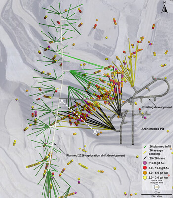 Figure 3 - Plan View of Archimedes Underground (CNW Group/i-80 Gold Corp)