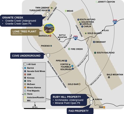 Figure 1 - Regional Map of i-80 Gold Assets in Northern Nevada (CNW Group/i-80 Gold Corp)