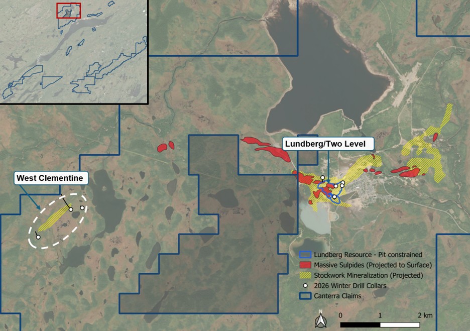 Buchans Project Plan view map with targets and drill collar locations