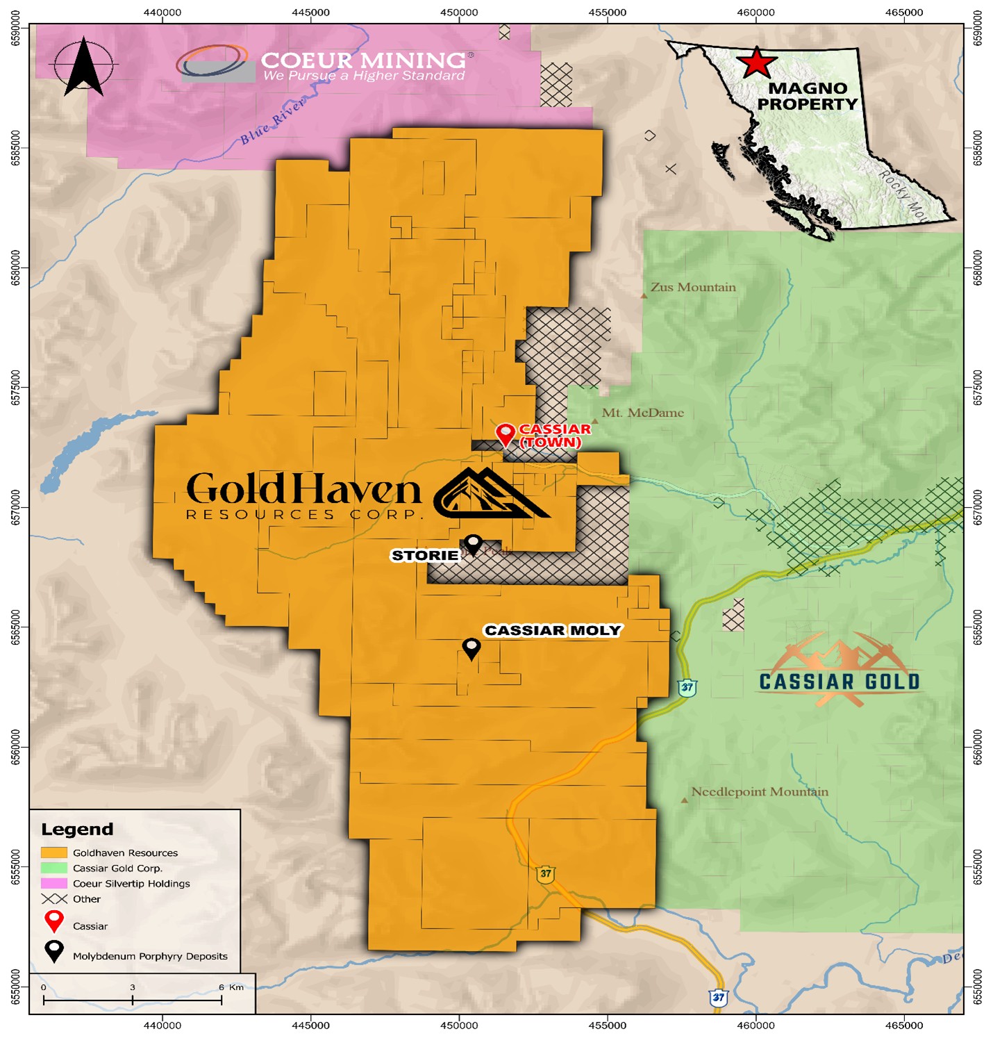 Magno project location in Northern BC with proximity to nearby companies