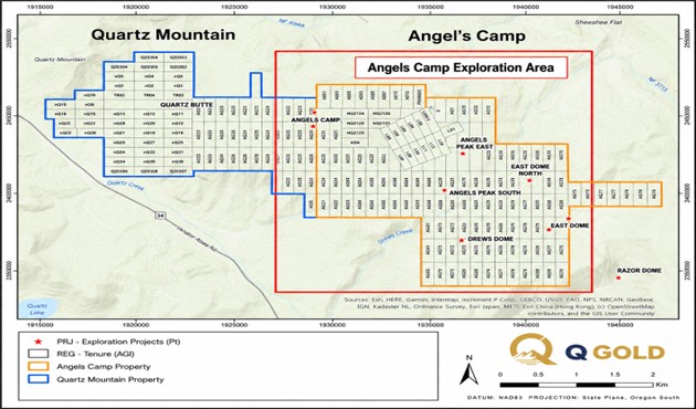 Quartz Mountain and Angel’s Camp exploration claims
