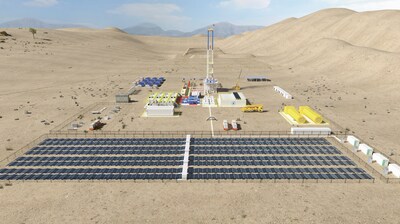 GCL SI’s EcoPower Mate mobile PV storage solution deployed at a remote oil and gas extraction site in a desert environment, providing reliable off-grid clean energy support for field operations.