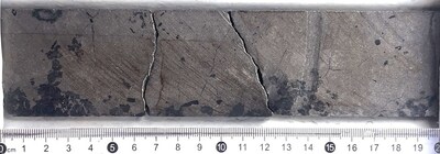 Figure 7: Massive sulphide interval (54.86 to 55.06m) in drill hole DDH25LU293. (CNW Group/Bravo Mining Corp.) Figure 7: Massive sulphide interval (54.86 to 55.06m) in drill hole DDH25LU293. (CNW Group/Bravo Mining Corp.)
