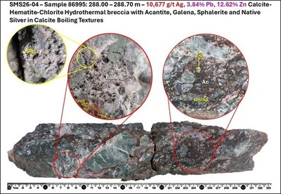 Figure 4. Drill Core Photo Illustrations - SMS26-04 High-Grade Samples (CNW Group/GR Silver Mining Ltd.)