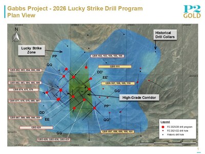 Lucky Strike Plan View - May 4, 2026 (CNW Group/P2 Gold Inc.)