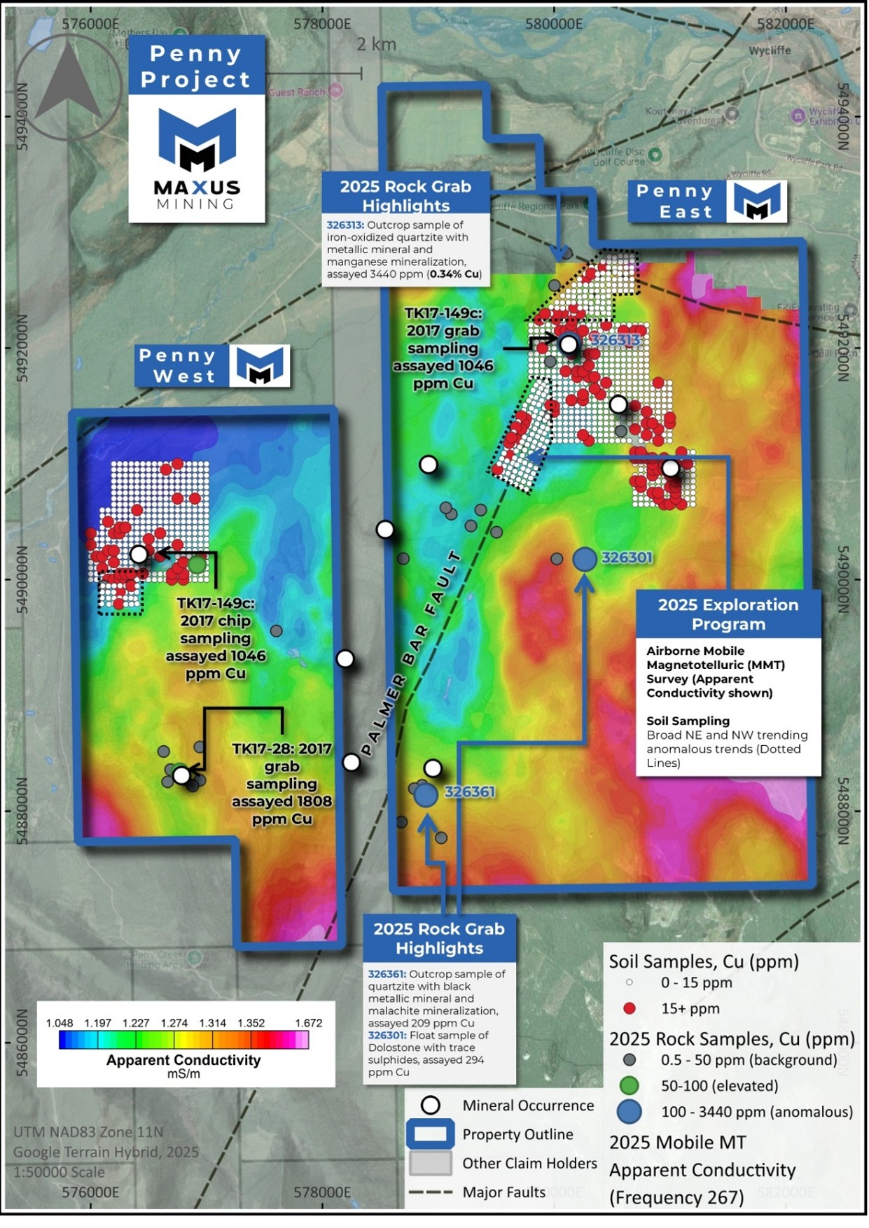 Penny Project Map with 2025 Exploration Program Highlights.