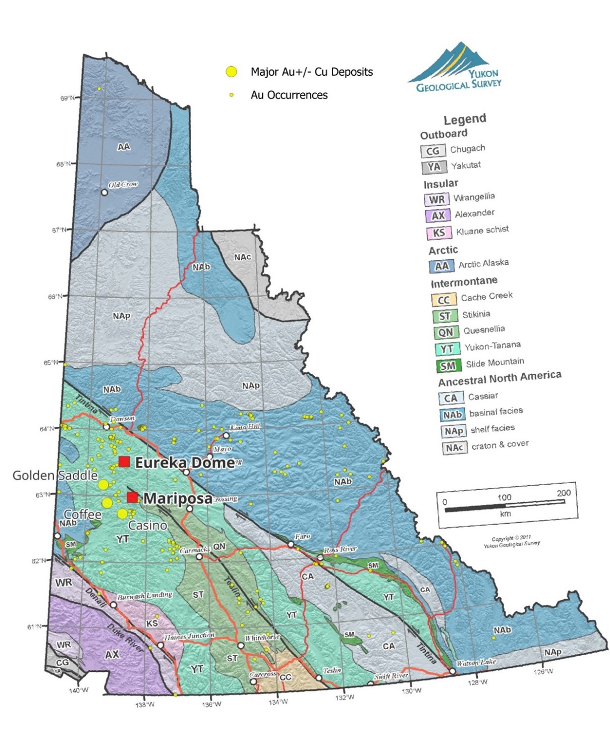 Location of Mariposa & Eureka Dome properties.