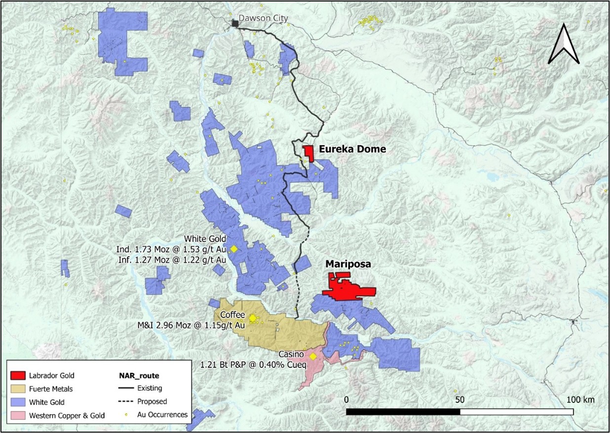 Location of Mariposa & Eureka Dome properties.