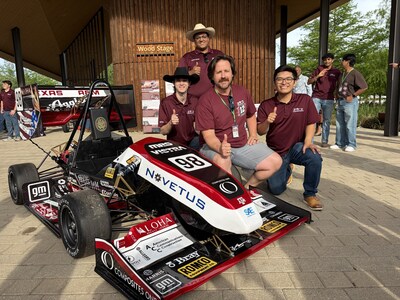 Derrick Edmonds, Electric Product Specialist at ROMCO Equipment Co. (center), with members of the Texas A&M Formula SAE Electric Team. Derrick Edmonds, Electric Product Specialist at ROMCO Equipment Co. (center), with members of the Texas A&M Formula SAE Electric Team.