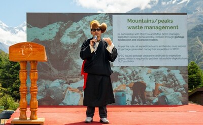 Tshering Sherpa, CEO of the Sagarmatha Pollution Control Committee (SPCC), speaks at the “Himalayan Climate Charter 2026 Namche Summit.” Tshering Sherpa, CEO of the Sagarmatha Pollution Control Committee (SPCC), speaks at the “Himalayan Climate Charter 2026 Namche Summit.”