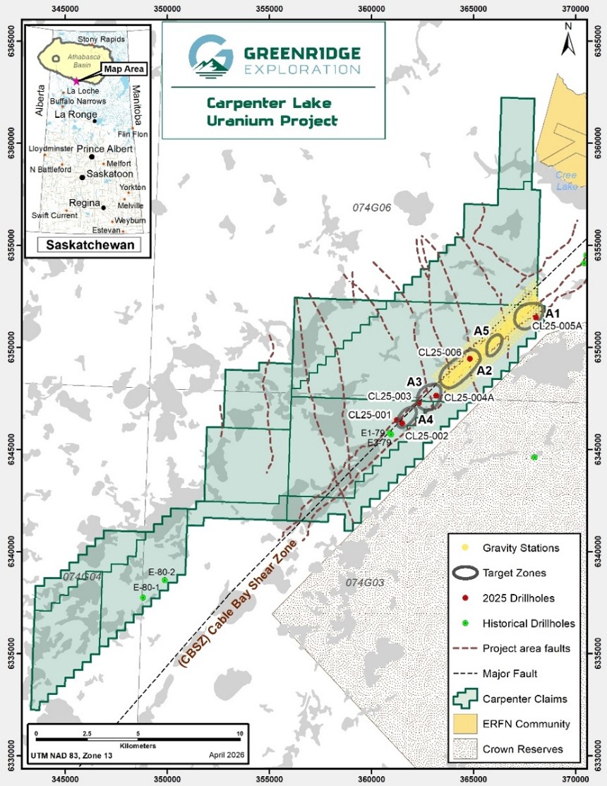 Carpenter Lake Uranium Project Claims and Target Areas