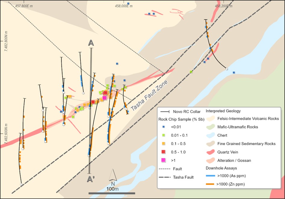 Collars and hole traces for completed RC drilling at the Wyloo SE prospect.