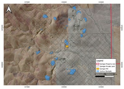 Figure 5. Identified stockpiles of variable grade at Springer. (CNW Group/Blue Moon Metals) Figure 5. Identified stockpiles of variable grade at Springer. (CNW Group/Blue Moon Metals)