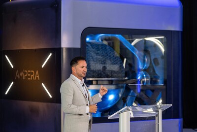Brian Matthews, Founder and CEO of AMPERA, welcomed a crowd of more than 100 distinguished guests, business leaders, local officials and employees at the company’s innovation center to unveil the world’s first full-scale, 3D printed nuclear reactor module. (PRNewsfoto/AMPERA) Brian Matthews, Founder and CEO of AMPERA, welcomed a crowd of more than 100 distinguished guests, business leaders, local officials and employees at the company’s innovation center to unveil the world’s first full-scale, 3D printed nuclear reactor module. (PRNewsfoto/AMPERA)