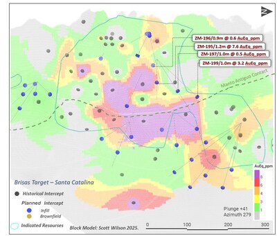 Attachment 4 – Long-section showing the ore-shoots on the Santa Catalina structure (CNW Group/Denarius Metals Corp.) Attachment 4 – Long-section showing the ore-shoots on the Santa Catalina structure (CNW Group/Denarius Metals Corp.)
