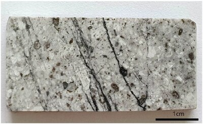 Image 1. TADD-278, at 743.5 meters: Dacitic porphyry with intense phyllic alteration. (CNW Group/Orvana Minerals Corp.) Image 1. TADD-278, at 743.5 meters: Dacitic porphyry with intense phyllic alteration. (CNW Group/Orvana Minerals Corp.)