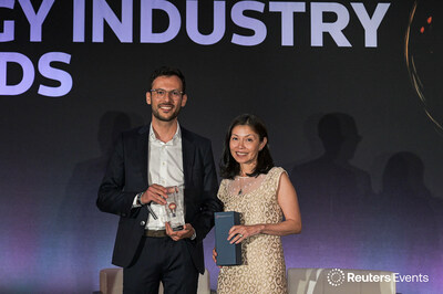 Luigi Montana, CEO of envelio Inc., accepted the Reuters Events Grid Infrastructure Award in New York.