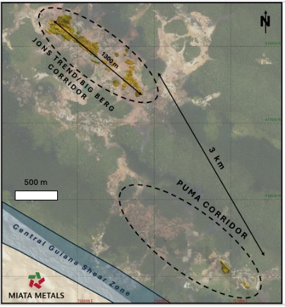 Overview map of Puma Corridor in comparison to Jons Trend -Big Berg Corridor